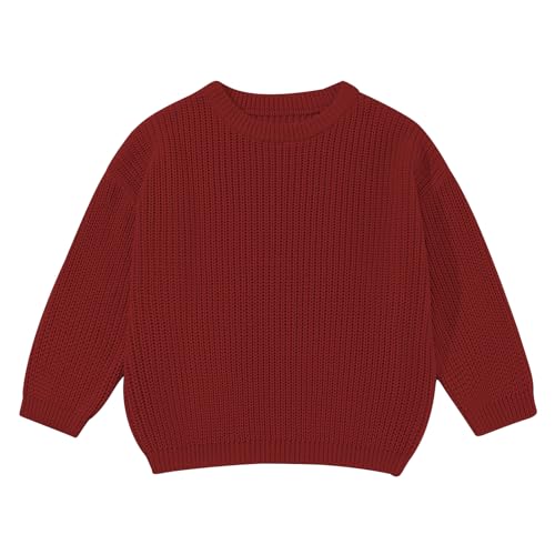 Naiyafly Baby Girl Boy Knit Sweater Oversized Winter Knitted Jumper Toddler Chunky Round Neck Pullover Long Sleeve Knitwear Blouse Top Baby Autumn Clothes Outwear