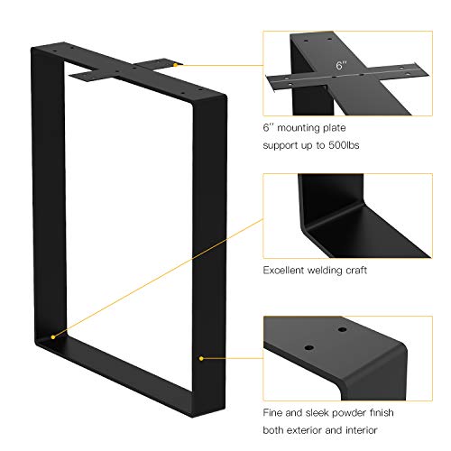 Orgerphy 16” Black Square Metal Table Legs (3Pcs)| Heavy Duty Metal Bench Legs Furniture Legs| Mid Century Modern Metal Legs Tea Table Legs For Diyers| With Screws And 4Pcs Floor Protects Rubbers #TOP3