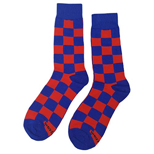 SockFly Blue Red Checker Dress Socks