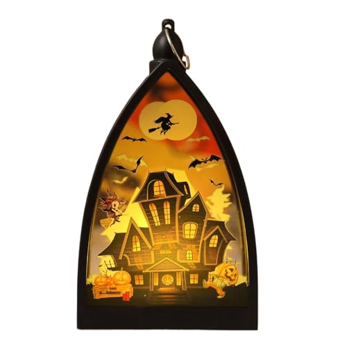 Image of Halloween Lamp - Pumpkin Lantern with Skull Decorative Table Lamp, Halloween Decoration Mood Light for Table Country House Style Bookshelf Fireplace Indoor Patio