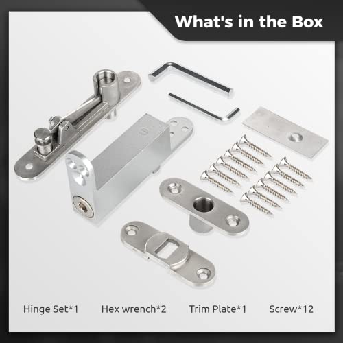 Homaisson Door Pivot Hinges, Heavy Duty Self Closing Invisidoor Pivot Hinges, Hidden Bookcase Stainless Steel Door Hinges With Screws, Invisible 360 Degree Shaft Pivot Hinge System For Wood Doors #TOP6