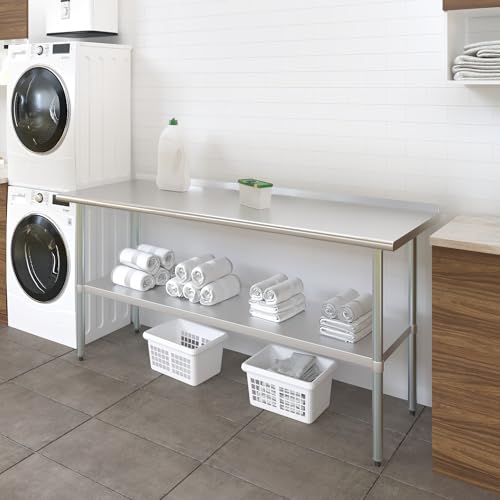 Image of AmGood Stainless Steel Work Table | Metal Utility Table (72 inch Long x 24 inch Deep)