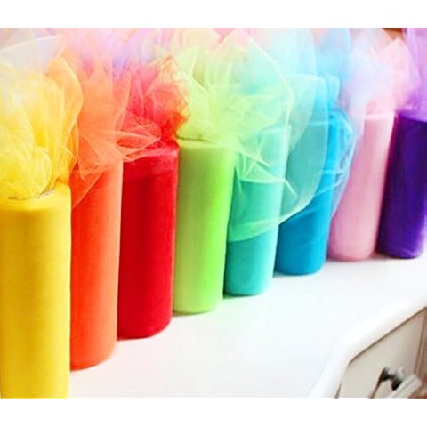 BJM Collection Rainbow Color Tulle Assortment, 6 inch by 25 Yard Spool (8 Pack) Cover