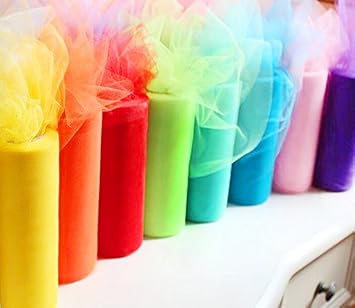 Charmed Rainbow Color Tulle Assortment, 6 inch by 25 Yard Spool 8 Pack