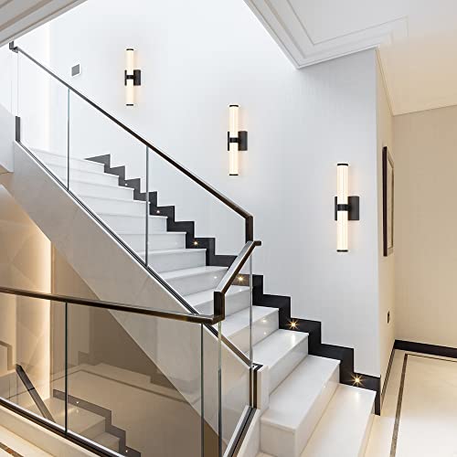 Gednbo Sconces Wall Lighting Black Bathroom Vanity Light Fixtures 16.54 Inch 28W 3600K Plug In Led Wall Sconces Over Mirror For Farmhouse Bedroom Living Room #TOP6