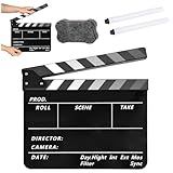 Clap de Cinéma 30 x 25cm,Acrylique Film Clapper,avec effaceur magnétique,2 stylos,Clap Cinéma pour Tournage Film,Tournage Vidéo