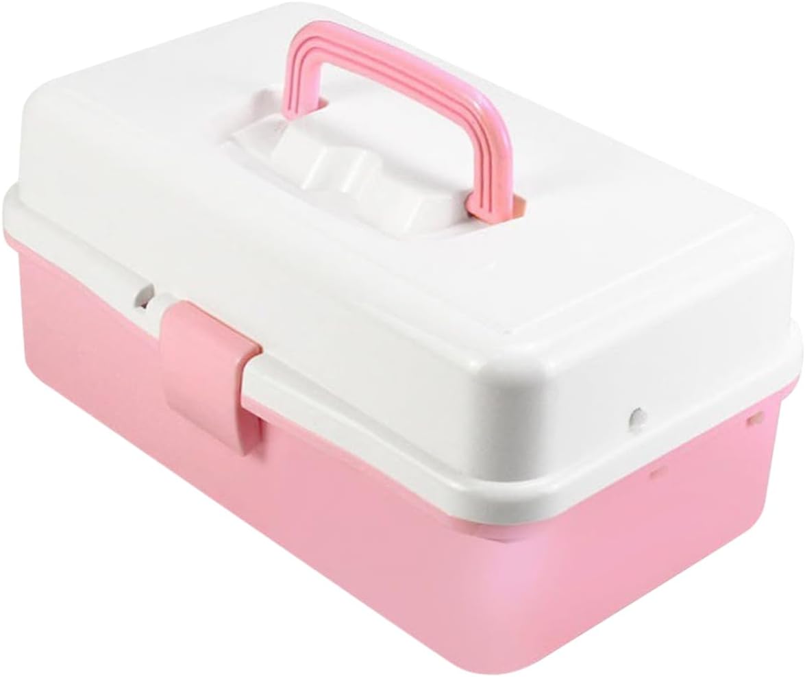 Happyyami Multipurpose Craft Storage Box Three-Layer Art Tool Organizer Handle Portable Plastic Container for Boys and Girls Art Supplies Home and School Use
