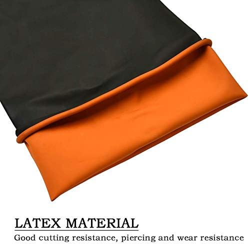 Linghuang Chemical Resistant Industrial Rubber Protective Gauntlets Gloves Resist Strong Acid 17.7inch,M Size,Black with Orange Lining (2 Pairs)