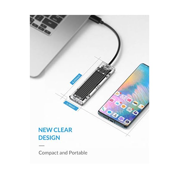 ORICO M.2 NVME SSD Gehäuse, USB C Adapter USB 3.1 Gen2 (10Gbps) Externe M2 Gehäuse für PCIe M-Key/B+M Key NVMe SSD 2230… – Bild 6