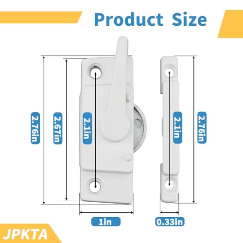 6 Pack Window Sash Locks,Window Latch Cam Action White Window Locks for Double Hung Security Viny Window Latches with Keeper Diecast,Replacement Parts for Vertical and Horizontal Sliding Windows - Image 2