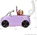 Barbie Doll Accessories, Toy Car Electric Vehicle with Charging Station, Plug & Sunroof, Purple 2-Seater Transforms into Convertible