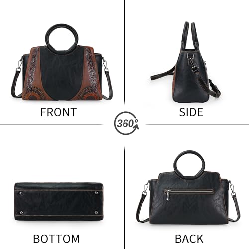 Bolso Satchel para Mujer de Cuero Sintético Negro miniatura 3