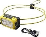 Nitecore NU21 linterna frontal ultra ligera para exteriores 360 lúmenes con doble haz USB-C recargable con correa (amarillo)
