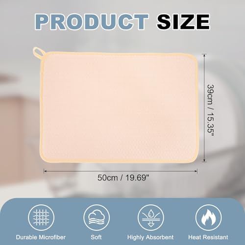 Tapete de secado de platos de microfibra rosa, alfombrilla absorbente cocina 3