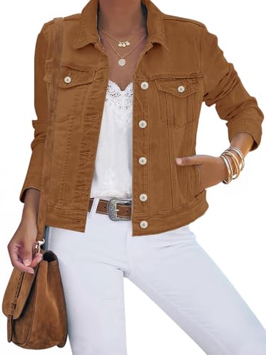 luvamia Womens Jean Jacket Brown Jacket Fall Jackets For Women Size XL