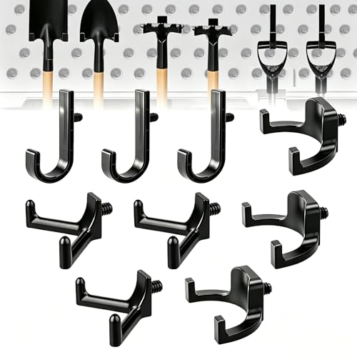 Compatible with Suncast Storage Shed Accessories Suncast/Lifetime Shed Accessories - 9PCS Heavy Duty Storage Tool Hooks for Shed Shelves J-Hook/V-Hook/Straight Hook Assortment