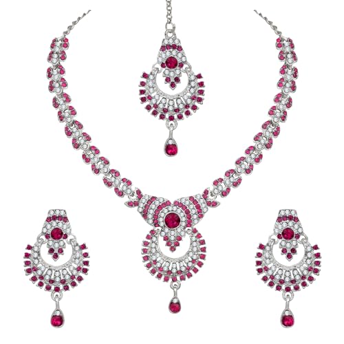 Image of Atasi International Delightful Rhodium Silver Plated Alloy Choker Necklace Set For Women
