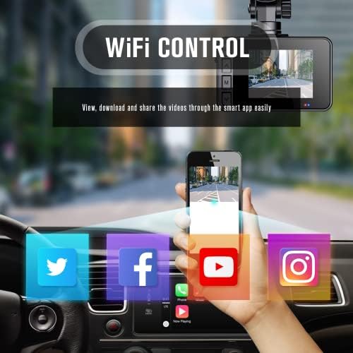 iiwey N2 Dash Cam 4K Front and Rear Dual, Mini Car Camera Wifi with App Control, Dashboard Camera for Car with Super Capacitor, Night Vision, Loop Recording, Support 256GB Max