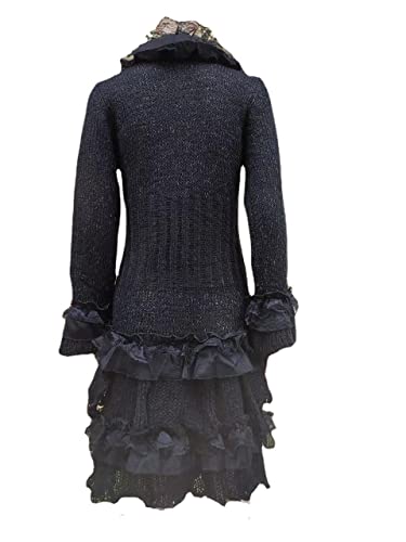 Image of Womens Vintage V Neck Ruffled Asymmetric Cardigan Sweater Outwear Coat