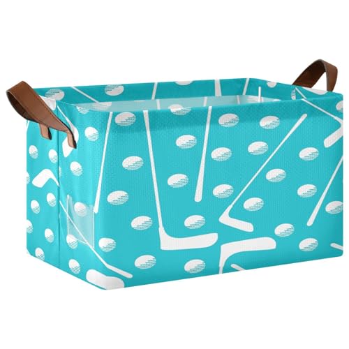 DIGTIA Golf Putter Golf Ball Pattern Storage Bins Under Bed Foldable Storage Basket with Handles Collapsible Storage Box Organizer with Metal Frame for Closet Cabinet 2PCS