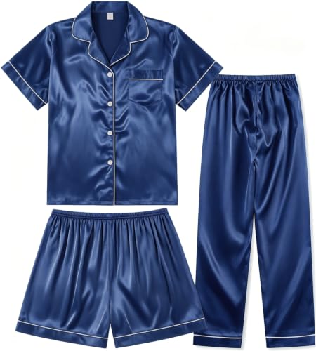 TinyChoice Silk Satin Pajama Set Navy Blue