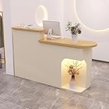 MESCXTY Rezeptionstisch mit Theke, offener Empfangstrese, Holz-Rezeption mit abschließbaren Schubladen, Büro-Einzelhandel, Thekentisch (Mandel R, 150 x 49,8 x 105 cm)