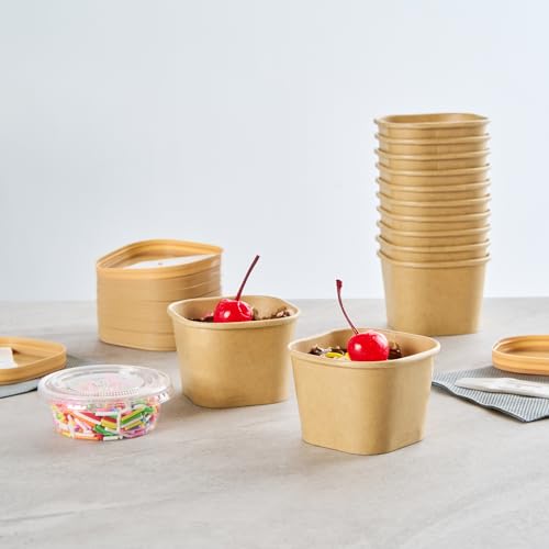 Coppetta 3 Ounce Dessert Cups, 200 Greaseproof Ice Cream Cups - Lids Sold Separately, For Hot And Cold Foods, Kraft Paper Yogurt Bowls, Disposable,For Sundaes, Mousse Or Puddings - Restaurantware by Restaurantware - Used condition - Image 9