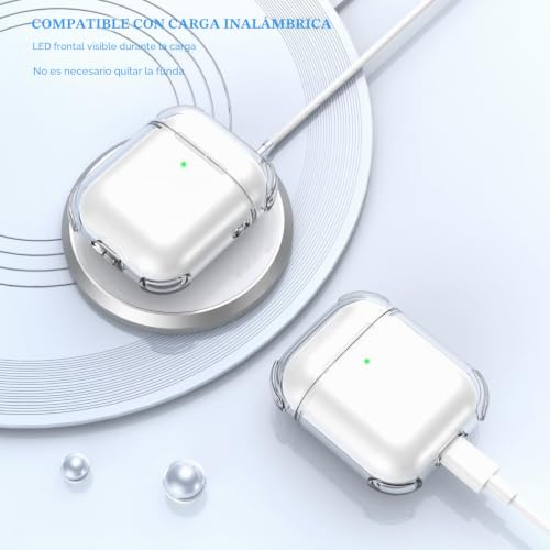 Miniatura 6 de Mhyaludo Funda Para Airpods 1 2 Generación, Compatible Con Airpods 1 2 2016 2019 , Funda Transparente Suave A Prueba De Golpes Con Bolígrafo De Limpieza Con Cordón,Claro