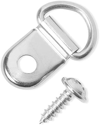 Harlington Group 80Pcs D Rings Picture Hanging Hooks Metal Photo Frame Hangers Canvas Hook Wall DIY Bracket Art Mirror Hanger with Screws Small Silver