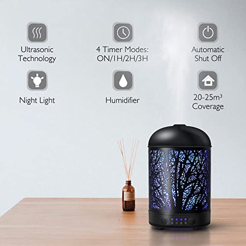 Salking-Diffuseur-Huiles-Essentielles-100ml-Humidificateur-dair-Ultrasonique-Brume-Fraiche-Arome-Parfum-Electrique-avec-7-Couleurs-Changeantes-Arret-Automatique-pour-ChambreSalonSpaYogaMassage