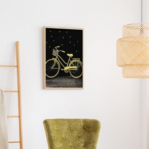 Peinture diamant jaune vélo pour décorer votre salon chaleureux