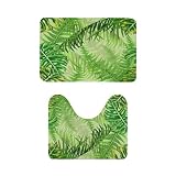 Flannel Bathroom Carpet mat 16x24inch Botanical Seamless Pattern with Tropical Leaves and Ferns Vect