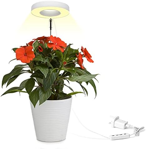 Onite Grow Lights for Indoor Plants, LED Plant Grow Lamp with USB Adapter 3/6/12 Auto Timer, Adjustable Grow Lights Full Spectrum 5 Brightness & 3 Lights Modes for Seedlings Succulents, White, 1 Pack