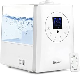 LEVOIT Cool & Warm Humidifiers Essential Oil Diffuser for Large Home 6L, Auto Mode, Dual Nozzles with Remote Control, Timer, Customized Relative Humidity for 70 Office Room Plants, Up to 60H White