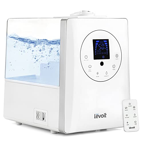LEVOIT Humidifiers for Bedroom Large Room Home, 6L Warm and Cool Mist Ultrasonic Air Vaporizer for Plants and Whole House, Built-in Humidity Sensor, Essential Oil Diffuser, Whisper Quiet, Timer, White by LEVOIT - Used condition - US$47.71