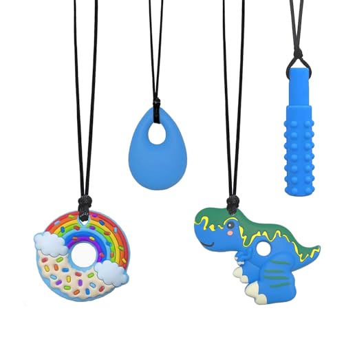 Mordedor Autismo, 4 juguetes de silicona Autismo masticar juguetes para niños autistas, juguetes masticables para el autismo Mordedor juguete para niños niñas con la dentición