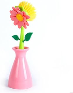 1 PC Sun Flower Dish Scrub Brush Kitchen Cleaning Brush with Handle Pan Pot Dish Washing Brush Kitchen Cleaning Tool Random Color