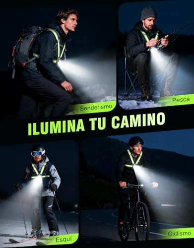 Mohard Luz Running, 500LM 1800mAh Recargable Luz para Correr de Noche con 7 Modos & Haz Ajustable 45°, IPX4 Impermeable 360° Linterna Running, Chaleco Reflectante para Trote/Hiking/Camping Nocturnos - imagen 8