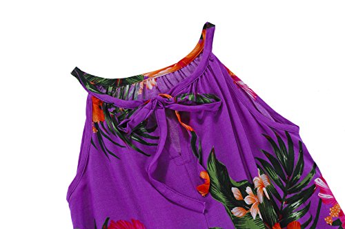 Girl Round Neck Tunic Hawaiian Luau Dress In Purple 6 #TOP7