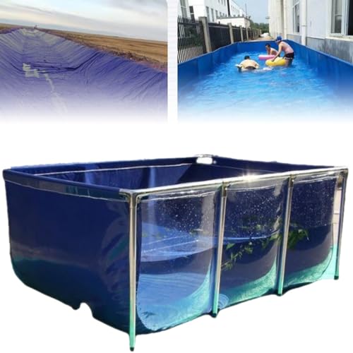 Estanque de piscina transparente con válvula de drenaje, lona de PVC, marco de acero y ventana de visualización para pecera, koi y peces dorados