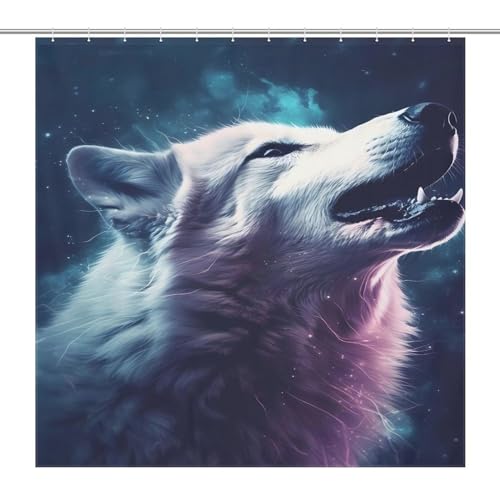 Rideau de douche loup 100% polyester de qualité supérieure - 7