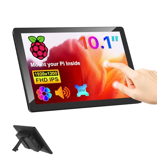 Image of MAGEX 10.1 Inch Touch Screen Monitor with Case - pi screen IPS FHD 1920x1200, 10-Point, pi display with HDMI Dual-Speaker, pi touchscreen for Pi 5 /4 /3 /2 /Zero /Win11 /10 /8 /7 /VESA, Fan, Stand, Driver-Free