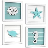 DETENE Set de 4 Cuadros 3D Náuticos para Pared Decoración
