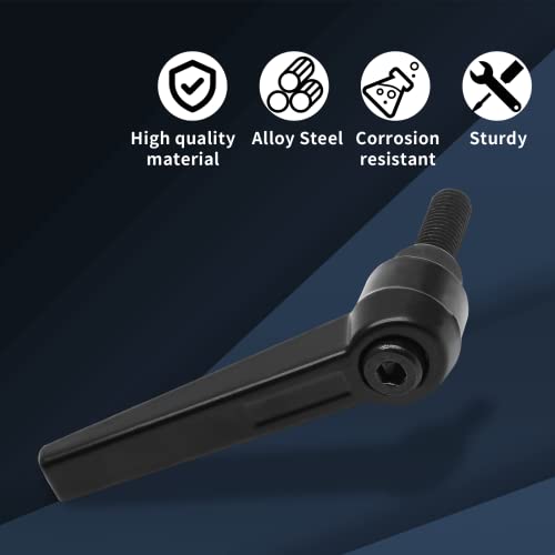 Image of 2pcs M8 Clamping Lever Handle, Alloy Steel, Ratchet Adjustable | Push Button Ratchet Design, M8 x 25mm Male Thread, Electroplated Finish, for Lathe Machine Tool Woodworking Equipment