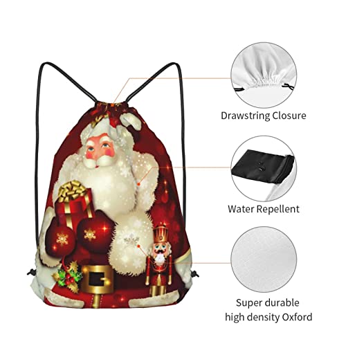 Dcarsetcv Merry Christmas Santa Claus Drawstring Backpack Bag Water Resistant String Backpack Sport Gym Sackpack For Women Men #TOP3