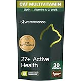 VetriScience 27+ Active Health Chews, Nu Cat Daily Multivitamin for Cats and Kittens, Balanced Vitamins, Minerals and Antioxidants, Health and Wellness Support, Fish, 30 Count