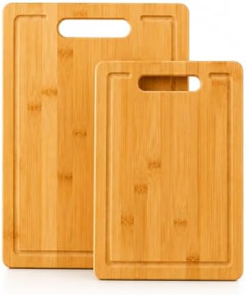 Kit 2 Tábuas de Corte Bambu 28x18 e 32x22 Cozinha Resistente Prem...