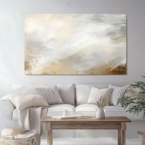 Impression sur Toile 100 x 50 cm (Sans cadre), Tableau Toile Shabby Chic Fond Abstrait Motif Décoration murale pour salon chambre et Cuisine, Impression sur Toile Gris Clair Horizontal