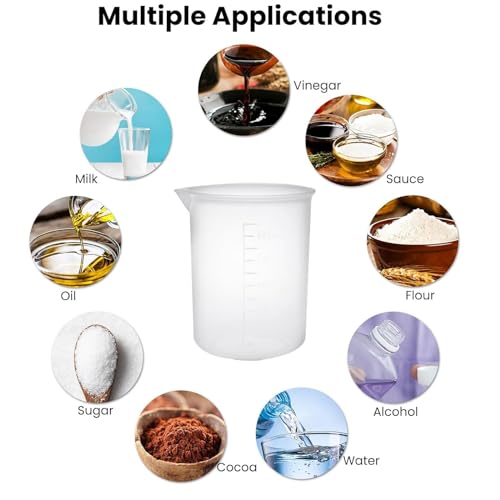 TOP-VIGOR 250ml Plastic Measuring Cups, Transparent Lab Graduated Beakers Liquid Measuring Cups - Image 4