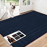 Picture of JSEI Entryway Rugs Doormat 36"x60", Non-Slip Dirt Trapper Door Mats Indoor, Washable Absorbent and Stain Resist Welcome Floor Mat for Front Door, Dog Door Mat, Muddy Wet Shoes & Paws, Navy Blue